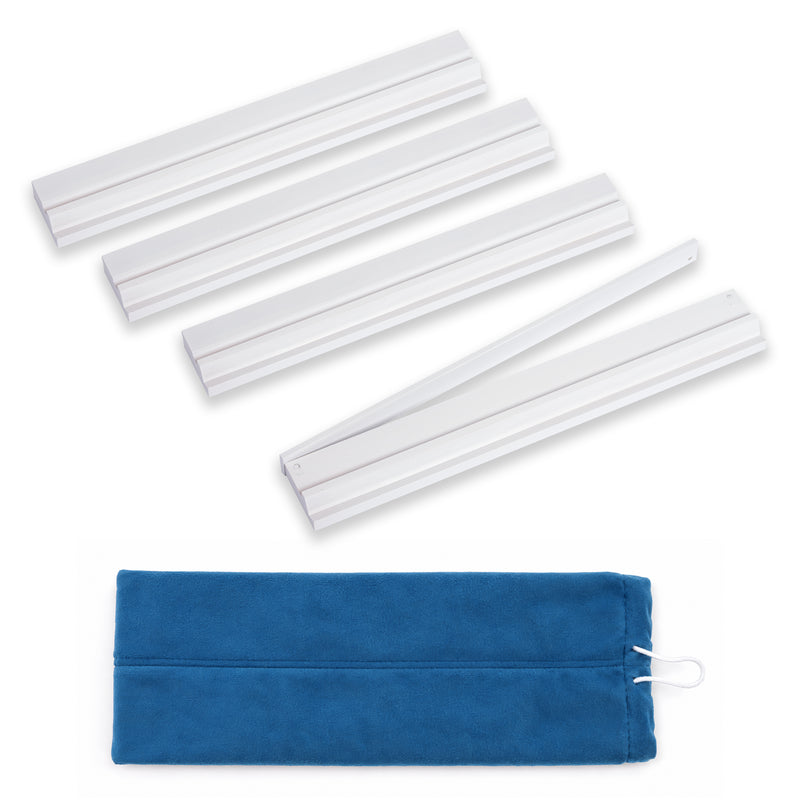 (18in.) White Wooden Mahjong Racks with Pushers & Travel Bag - Set of 4