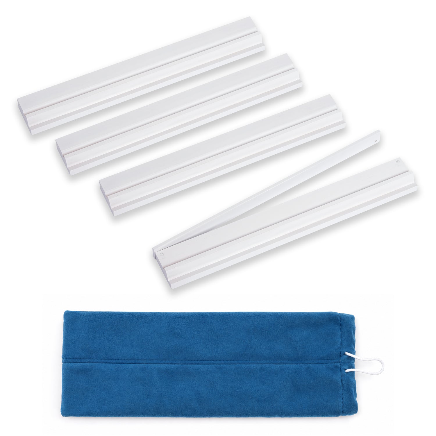 (20in.) White Wooden Mahjong Racks with Pushers & Travel Bag - Set of 4