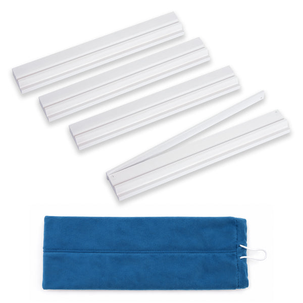 (20in.) White Wooden Mahjong Racks with Pushers & Travel Bag - Set of 4