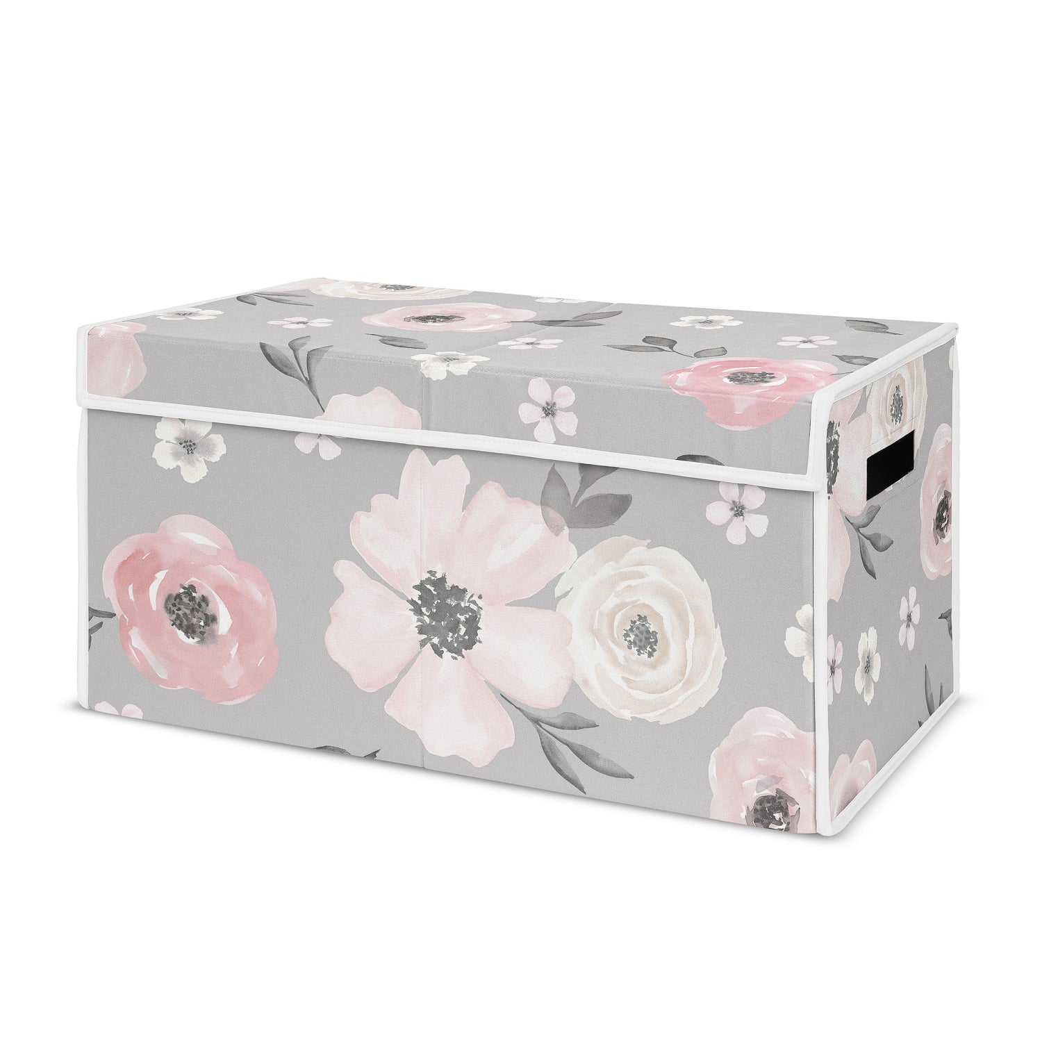 Watercolor Floral Grey Collection Fabric Toy Bin Storage