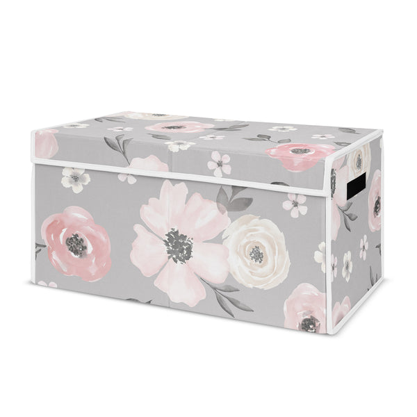 Watercolor Floral Grey Collection Fabric Toy Bin Storage