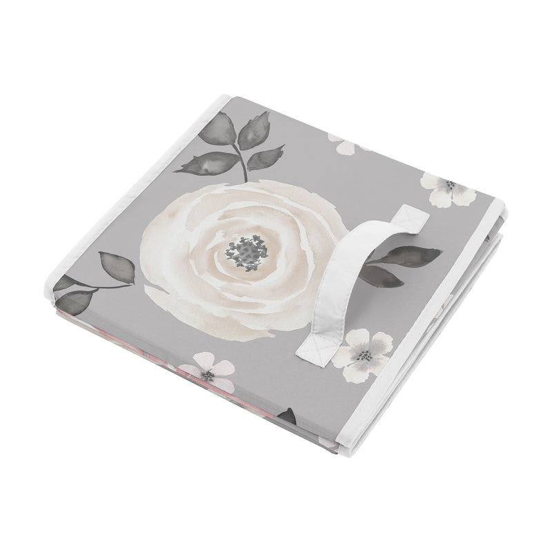 Watercolor Floral Grey Collection Foldable Fabric Storage Bins