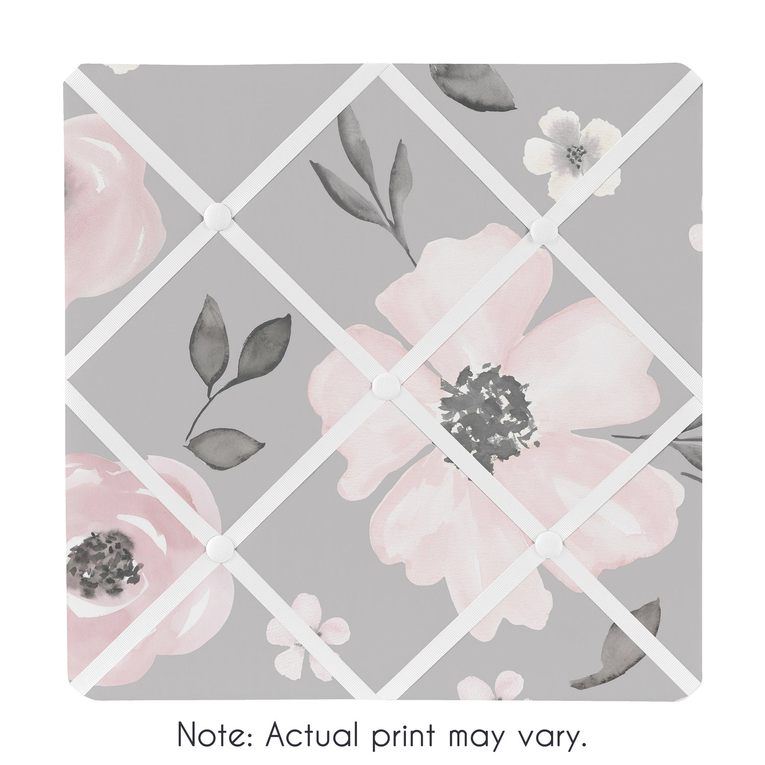 Watercolor Floral Grey Collection Fabric Memo Board