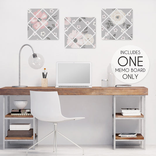 Watercolor Floral Grey Collection Fabric Memo Board