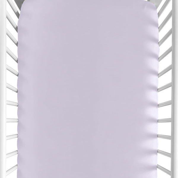 Watercolor Floral Lavender and Grey Collection Crib Sheet - Solid Lavender