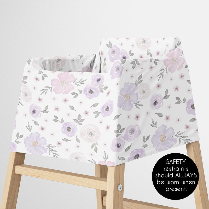 Watercolor Floral Lavender and Grey Collection Multi Use Baby Car Seat and Nursing Cover
