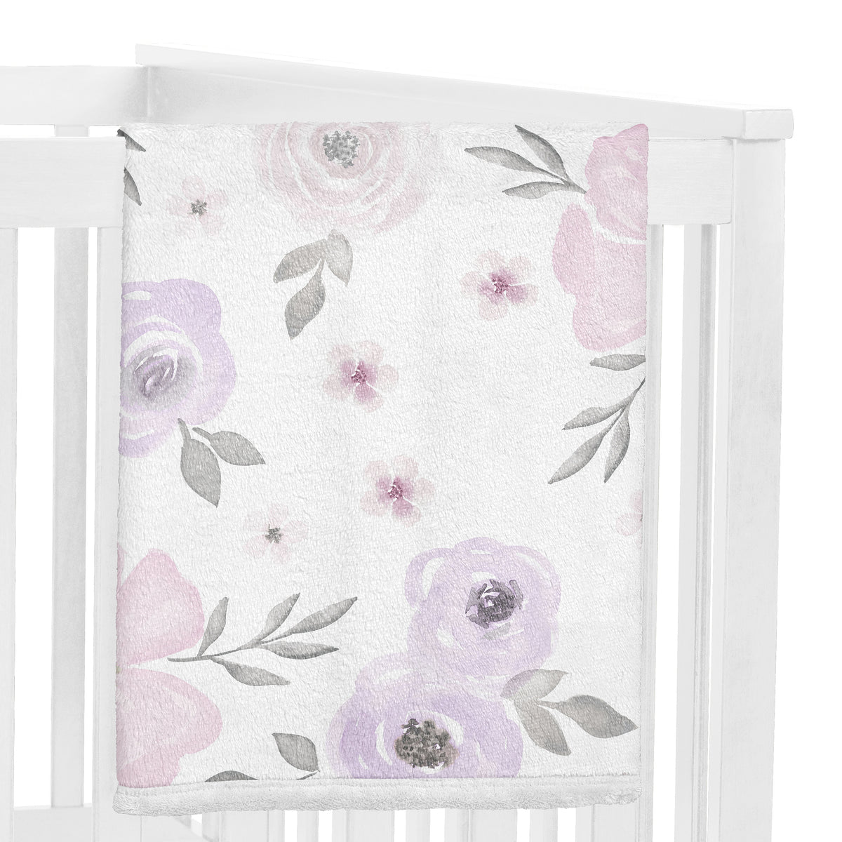 Watercolor Floral Lavender and Grey Collection Toddler Blanket Baby Swaddle