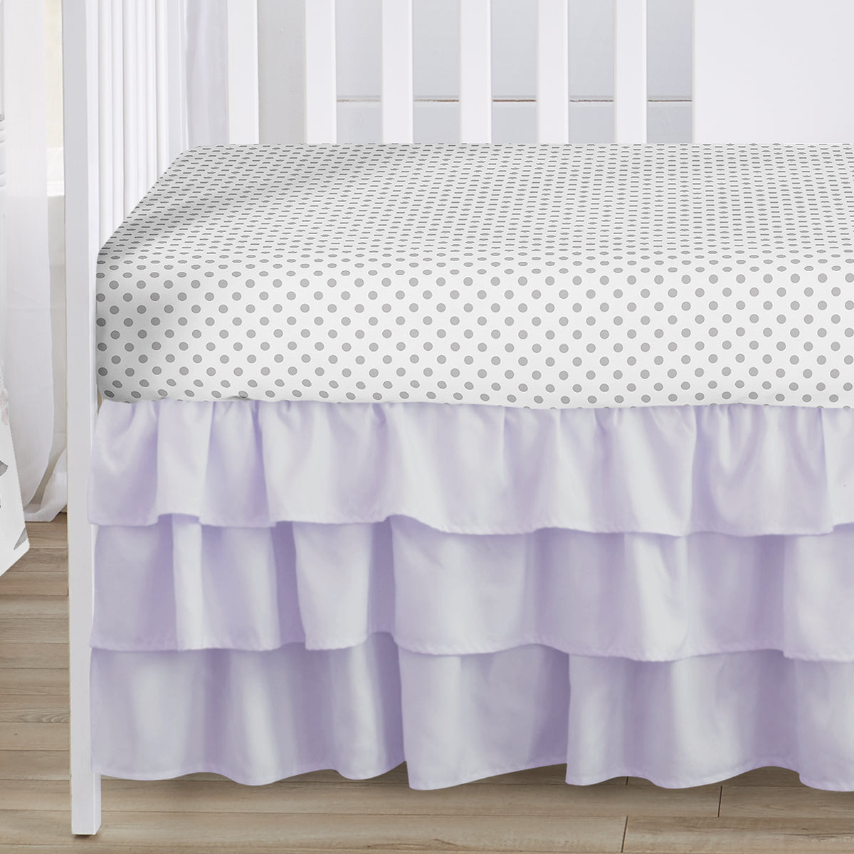 Watercolor Floral Lavender and Grey Collection 5 Piece Crib Bedding