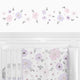 Watercolor Floral Lavender and Grey Collection Peel and Stick Wall Decal Stickers - Set of 4 Sheets