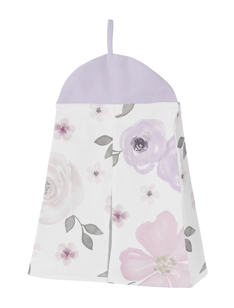 Watercolor Floral Lavender and Grey Collection 11 Piece Bumperless Crib Bedding