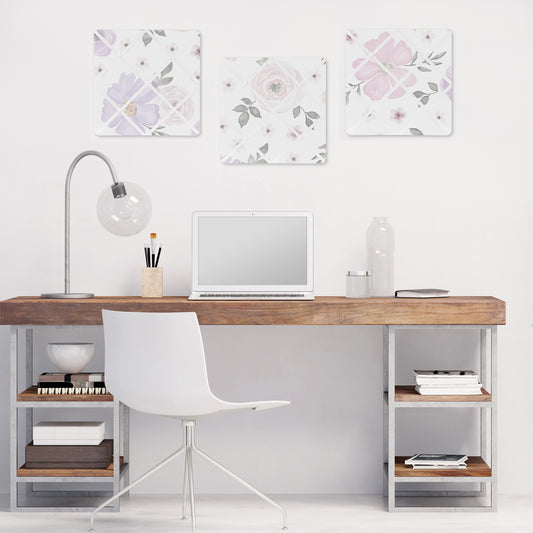Watercolor Floral Lavender and Grey Collection Fabric Memo Board