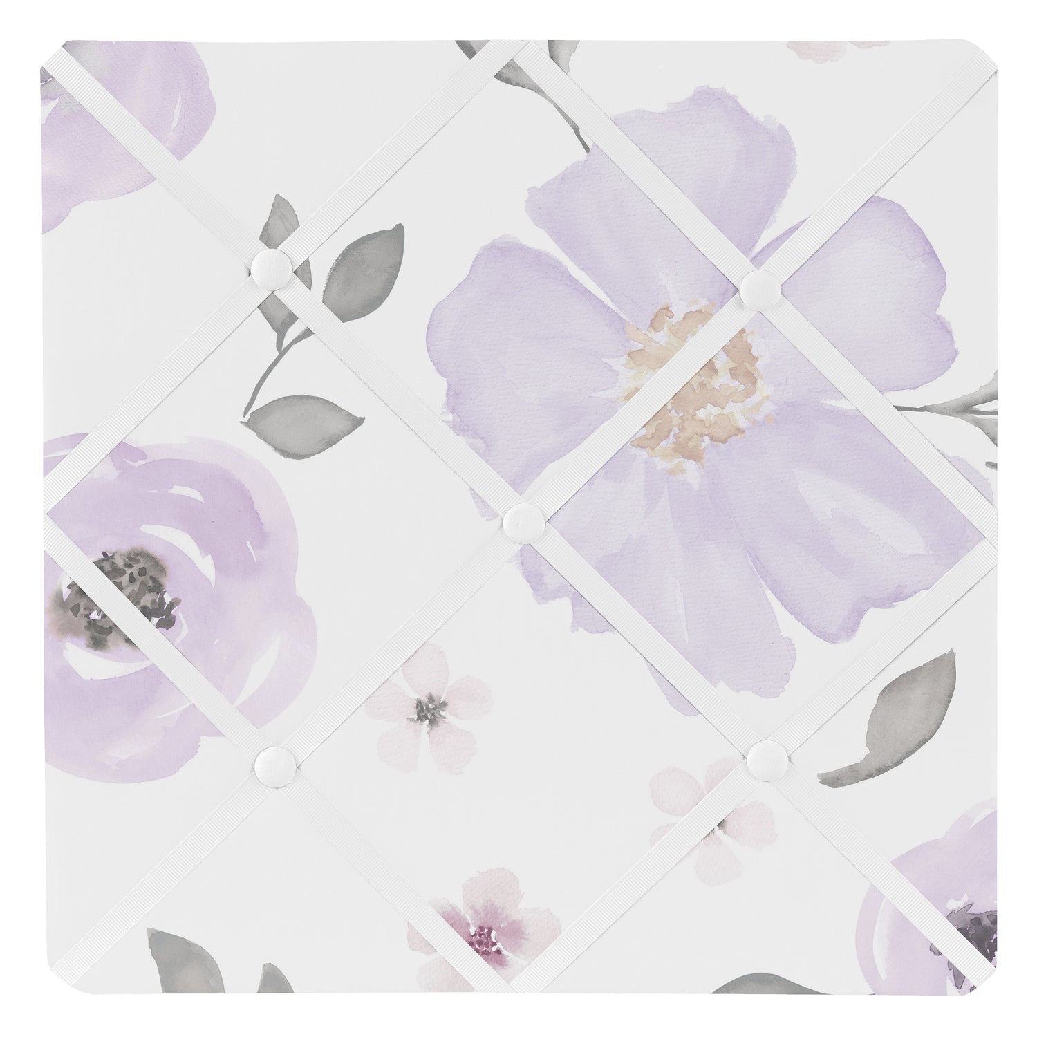 Watercolor Floral Lavender and Grey Collection Fabric Memo Board