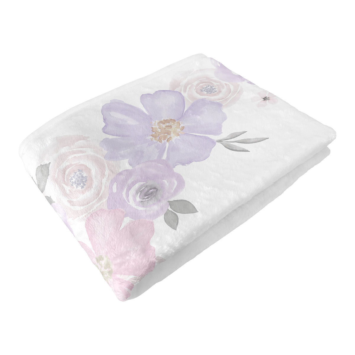Watercolor Floral Lavender And Grey Monthly Milestone Baby Blanket