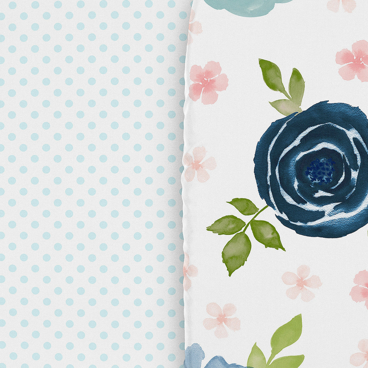 Watercolor Floral Navy Blue And Pink Collection 2 Pack Baby Bassinet Fitted Sheets