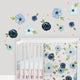 Watercolor Floral Navy Blue And Pink Collection Peel and Stick Wall Decal Stickers - Set of 4 Sheets