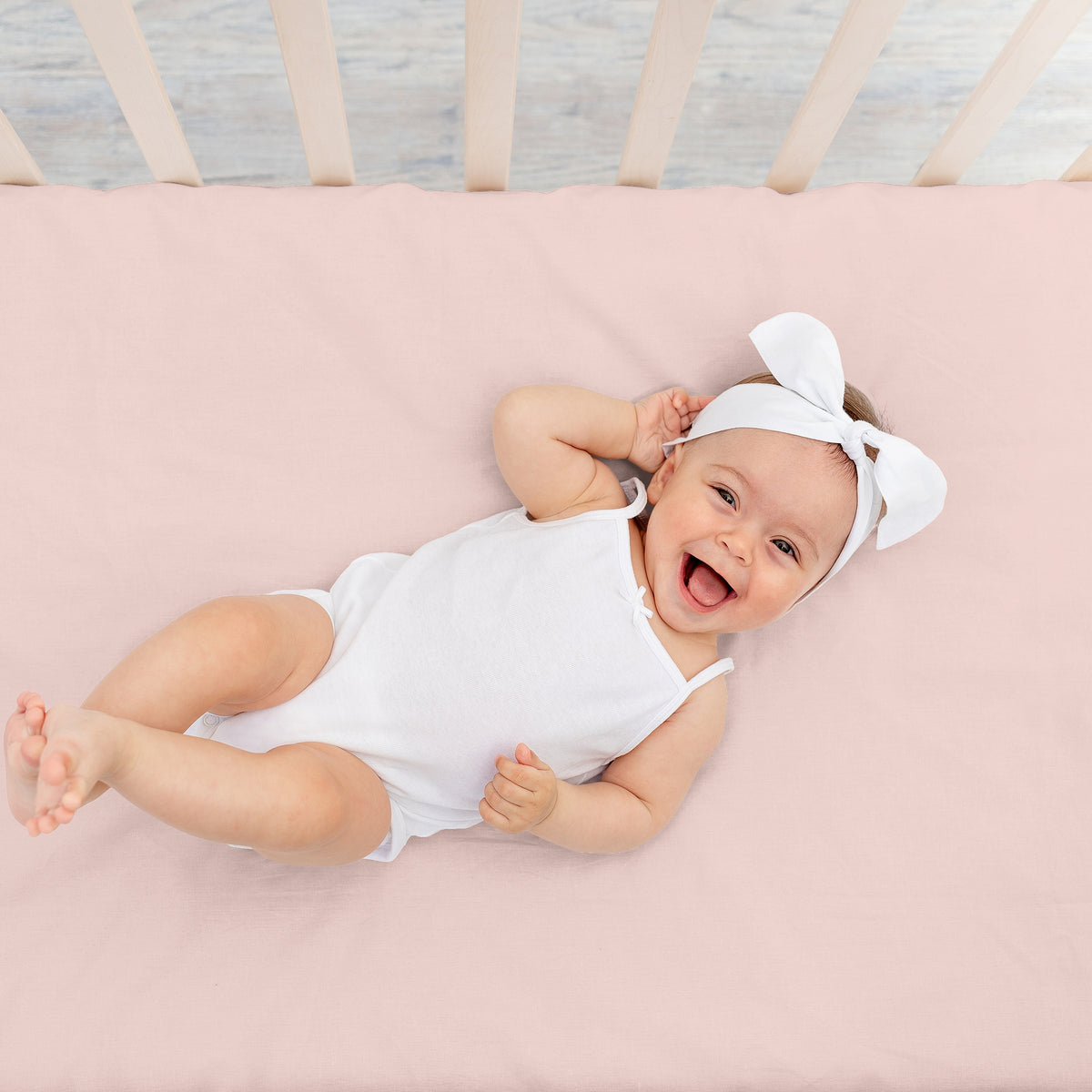 Watercolor Floral Pink And Grey Collection Crib Sheet - Solid Blush Pink