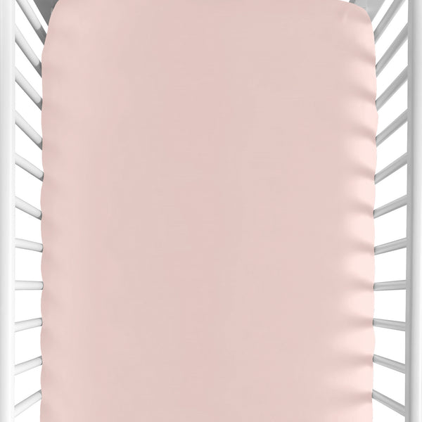 Watercolor Floral Pink And Grey Collection Crib Sheet - Solid Blush Pink
