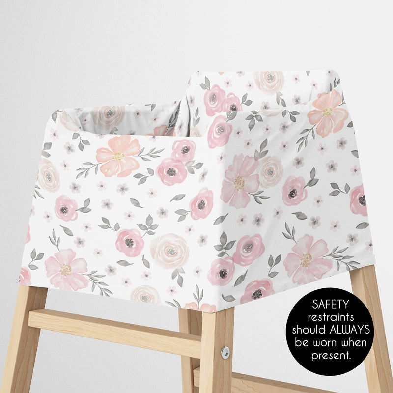 Watercolor Floral Pink and Grey Collection Multi Use Baby Car Seat and Nursing Cover