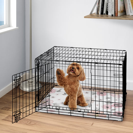 Watercolor Floral Pink and Grey Collection Dog Crate Bottom Tray Pan Cover 36in.