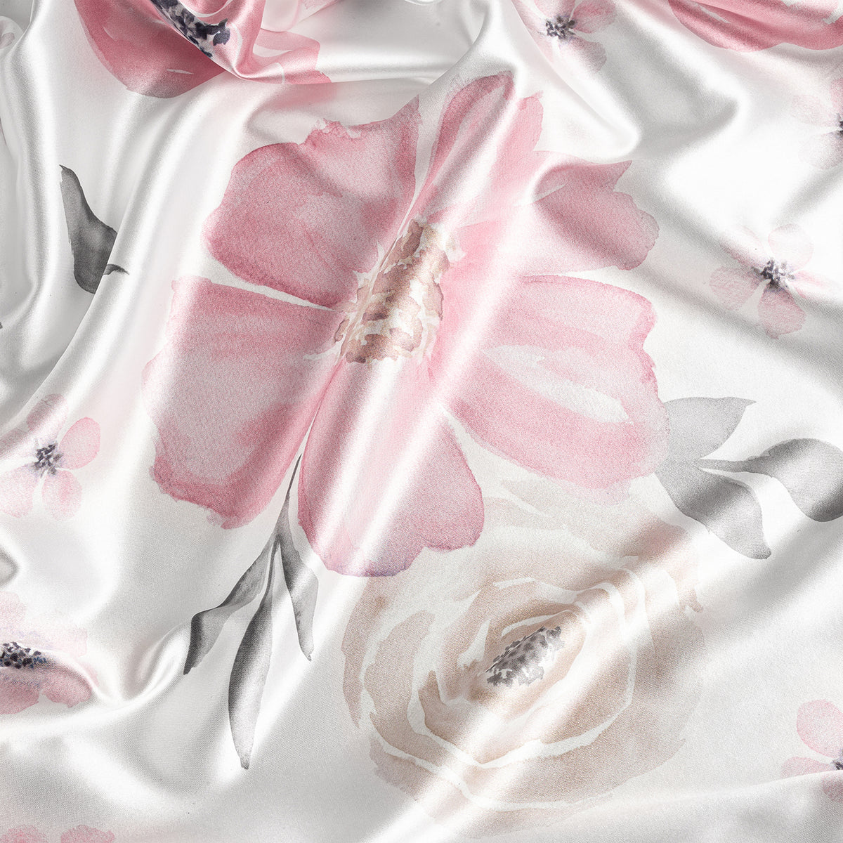 Watercolor Floral Pink and Grey Collection Satin Fitted Crib Sheet