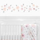 Watercolor Floral Pink and Grey Collection Peel and Stick Wall Decal Stickers - Set of 4 Sheets