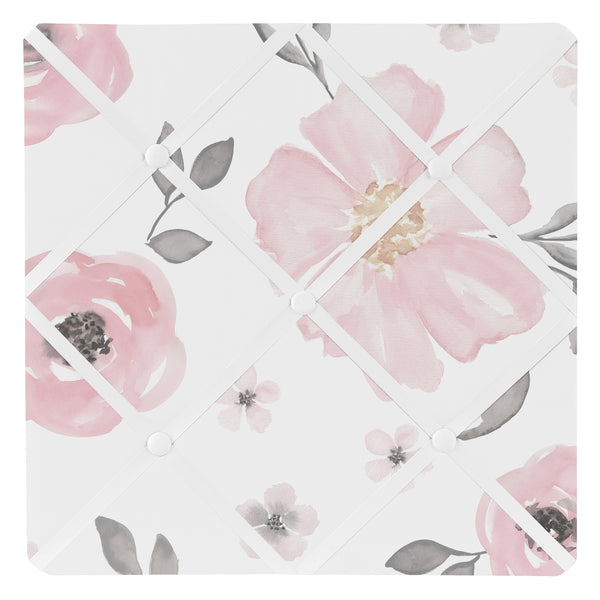 Watercolor Floral Pink and Grey Collection Fabric Memo Board