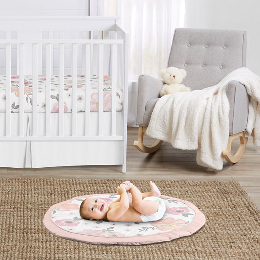 Watercolor Floral Pink and Grey Collection Playmat