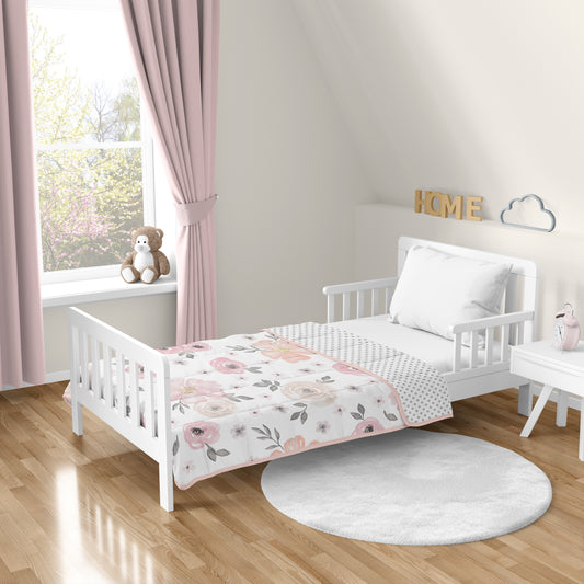 Watercolor Floral Pink and Grey Collection Toddler 5lbs Weighted Blanket for Kids