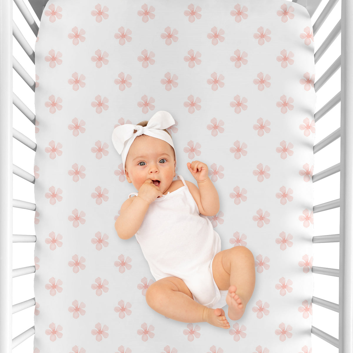 Watercolor Floral Burgundy Wine and Pink Collection Crib Sheet - Flower Blossom