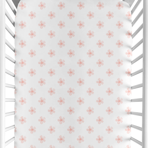 Watercolor Floral Burgundy Wine and Pink Collection Crib Sheet - Flower Blossom