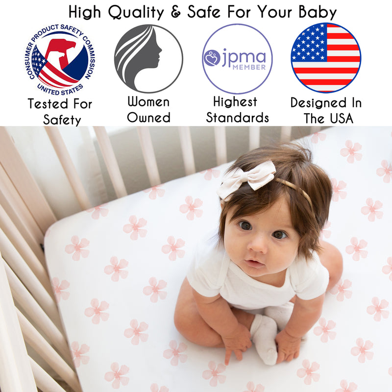 Watercolor Floral Burgundy Wine and Pink Collection Sweet Jojo Designs 6 Piece Crib Bedding + BreathableBaby Breathable Mesh Liner