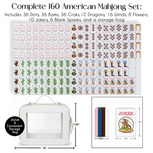 Pink Western Collection American Mahjong Tile Set (160pc) 1.24in. Layered Acrylic with Travel Bag