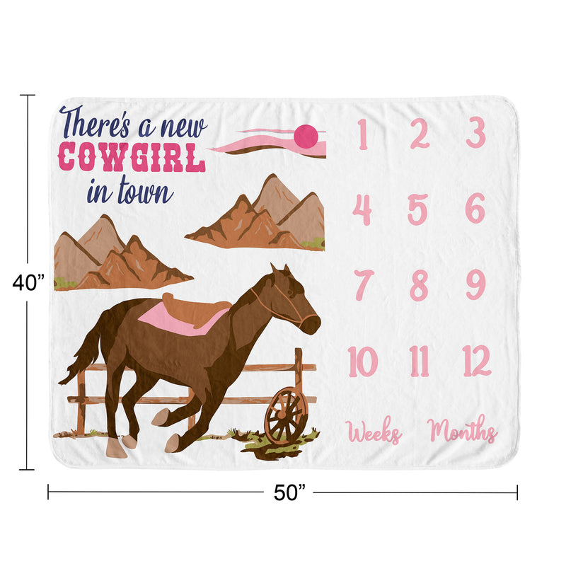 Western Cowgirl Collection Monthly Milestone Baby Blanket