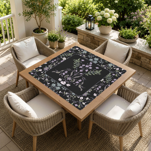 Boho Floral Wildflower Black and Purple Collection Mahjong Mat for Table - Shipped Rolled alternate view