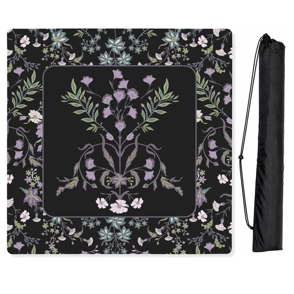 Boho Floral Wildflower Black and Purple Collection Mahjong Mat for Table - Shipped Rolled