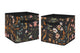 Boho Floral Wildflower Black and Orange Collection Foldable Fabric Storage Bins
