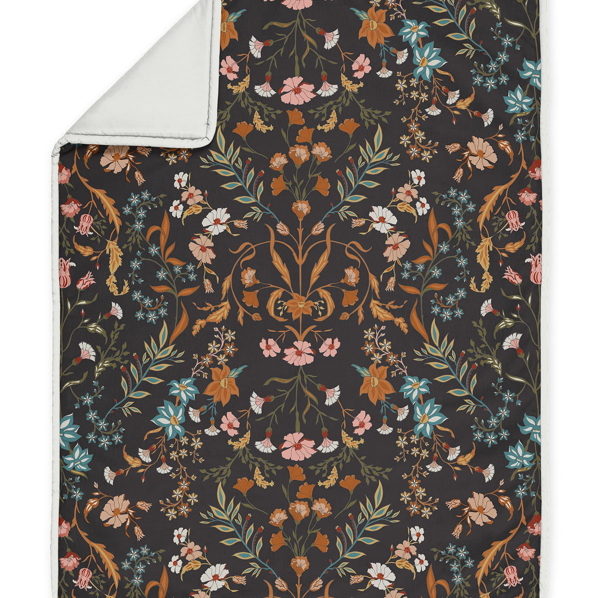 Boho Floral Wildflower Black and Orange Collection 4 Piece Crib Bedding