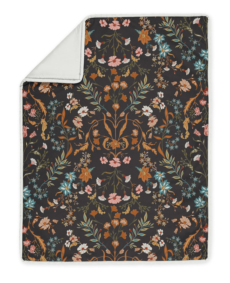 Boho Floral Wildflower Black and Orange Collection 4 Piece Crib Bedding