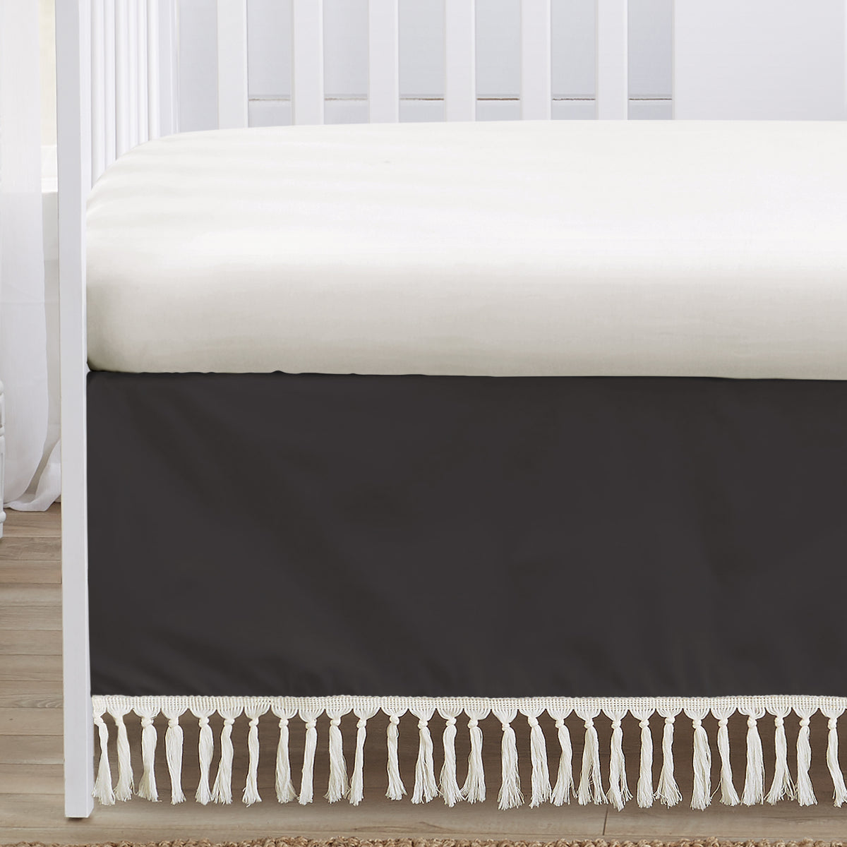 Boho Floral Wildflower Black and Orange Collection 4 Piece Crib Bedding