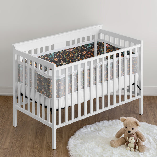 Boho Floral Wildflower Black and Orange Collection Sweet Jojo Designs + BreathableBaby Breathable Mesh Crib Liner alternate view
