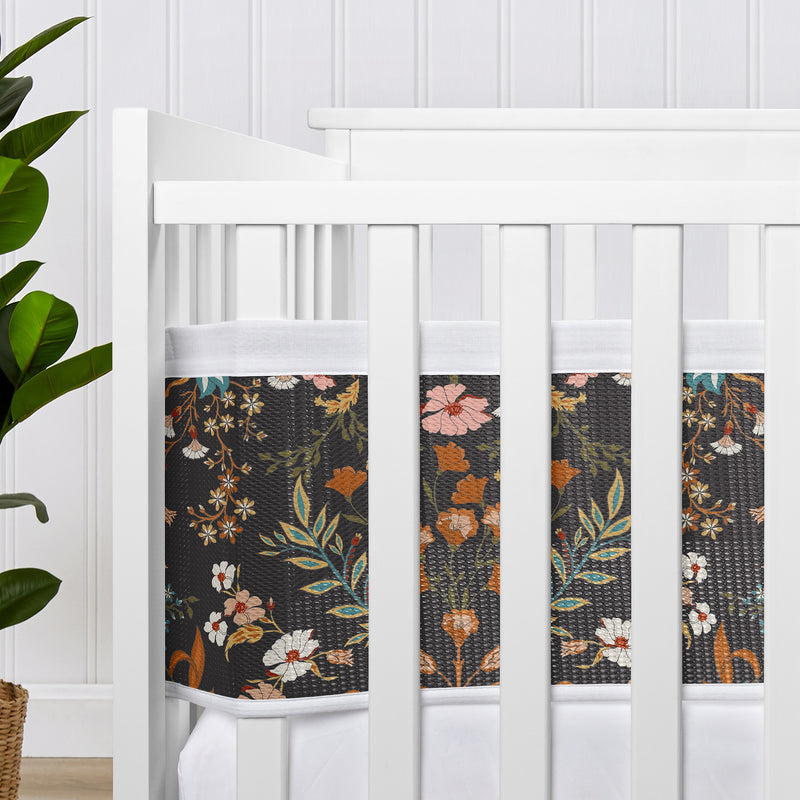 Boho Floral Wildflower Black and Orange Collection Sweet Jojo Designs + BreathableBaby Breathable Mesh Crib Liner