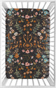 Boho Floral Wildflower Black and Orange Collection Mini Crib Sheet