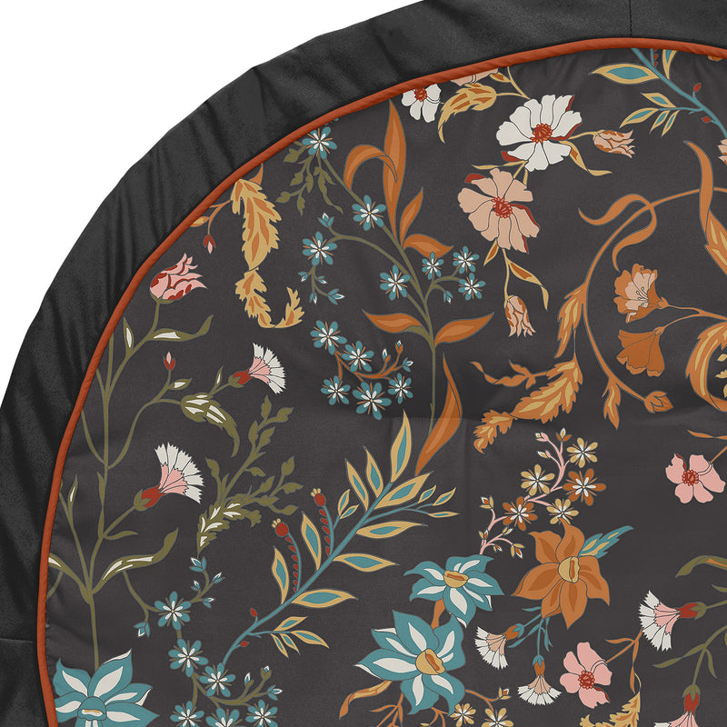Boho Floral Wildflower Black and Orange Collection Playmat