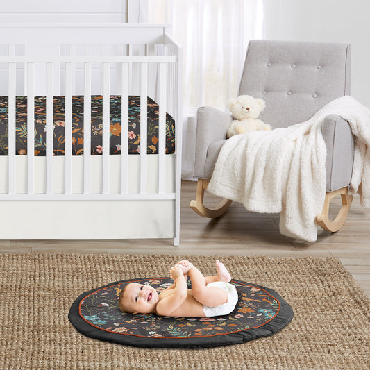 Boho Floral Wildflower Black and Orange Collection Playmat