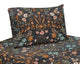 Boho Floral Wildflower Black and Orange Collection Queen Sheet Set