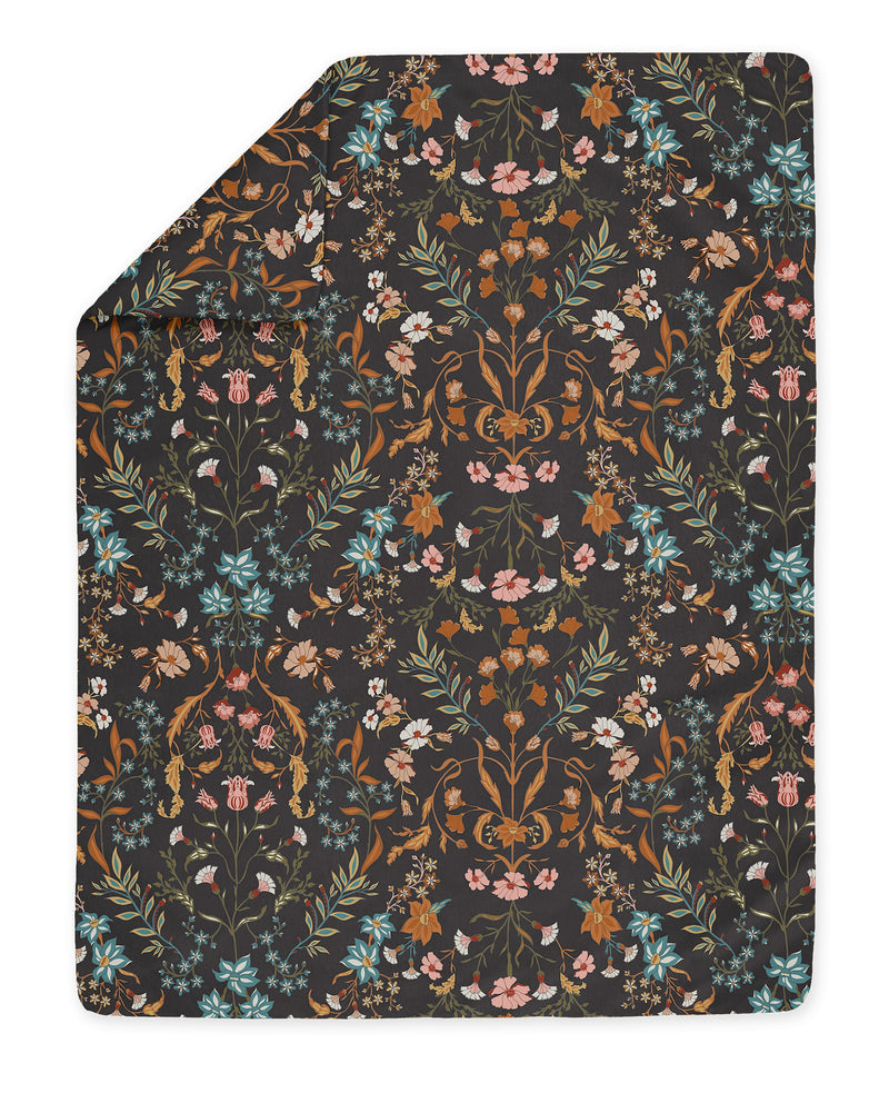 Boho Floral Wildflower Black and Orange Collection Toddler Bedding