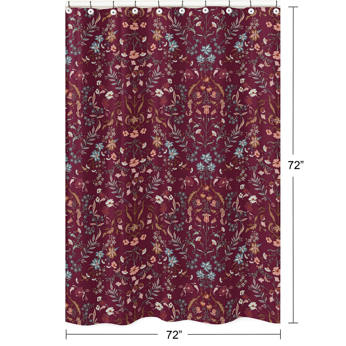Boho Floral Wildflower Burgundy Red and Orange Collection Shower Curtain