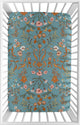 Boho Floral Wildflower Blue and Orange Collection Mini Crib Sheet