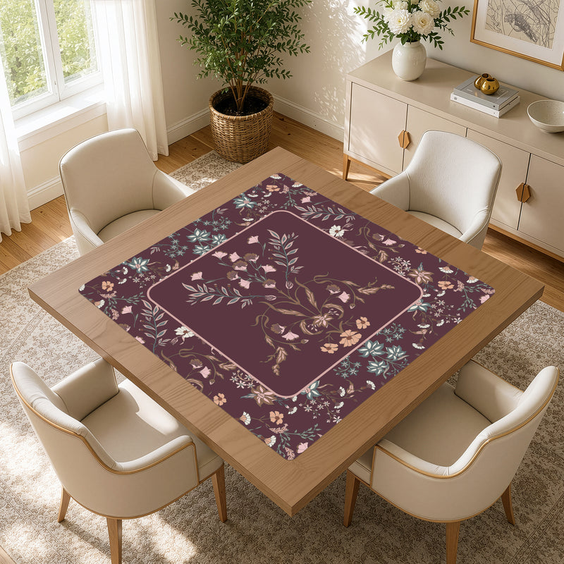 Boho Floral Wildflower Burgundy Red and Orange Collection Mahjong Mat for Table - Shipped Rolled