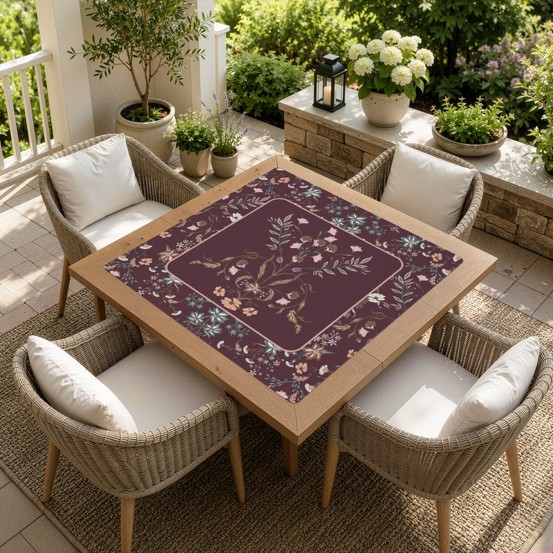 Boho Floral Wildflower Burgundy Red and Orange Collection Mahjong Mat for Table - Shipped Rolled